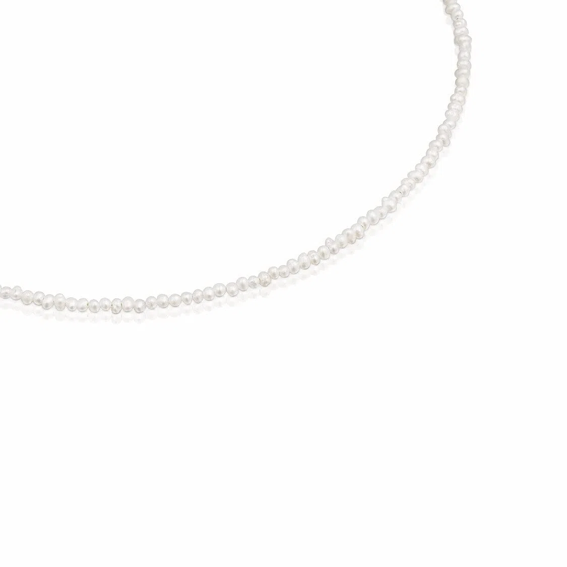 TOUS Gargantilla con Baño de Oro 18Kt sobre Plata para Mujer con Perlas Redondas Blancas de 2mm, Largo 38 cm, Elegante y Versátil, Colección Camille