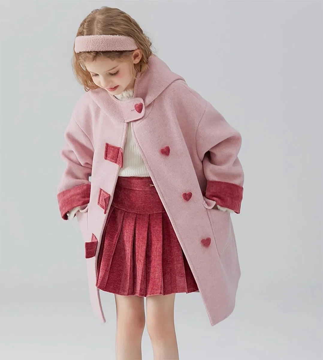 Abrigo para niña, color otoño, invierno, engrosamiento, gabardina, clip de algodón, abrigo con capucha