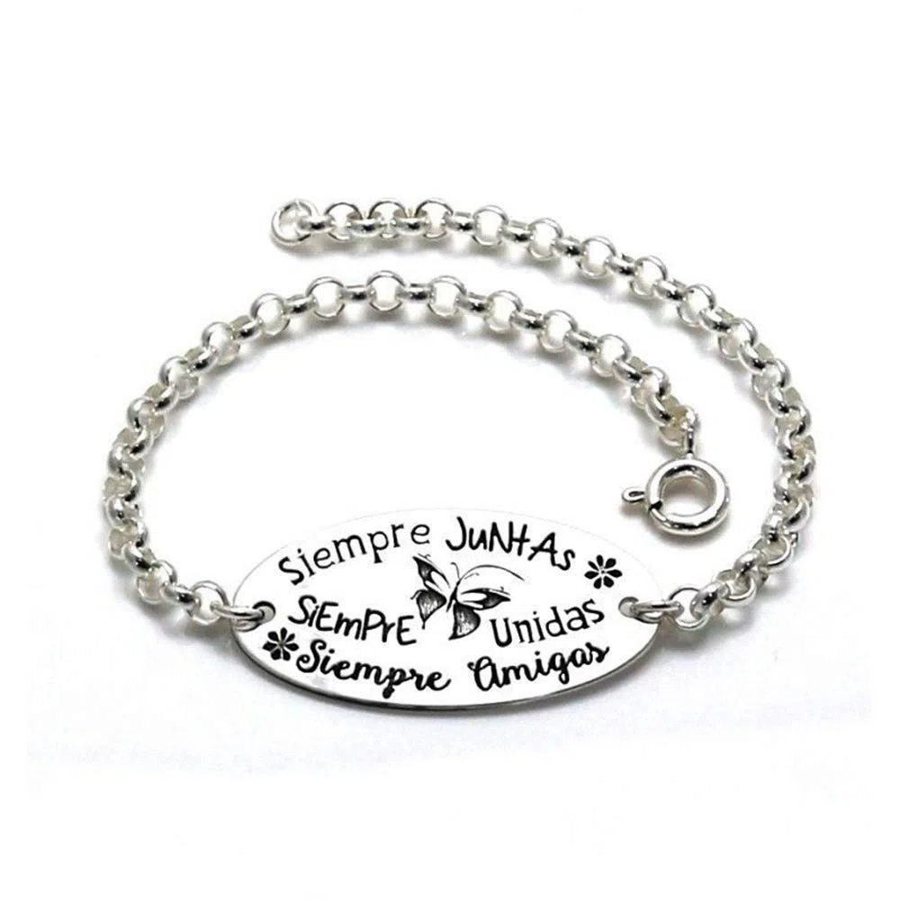 Pulsera para Amigas en Plata de Ley Siempre Juntas para Esa Mujer Especial Que está en los Mejores y en los peores Momentos