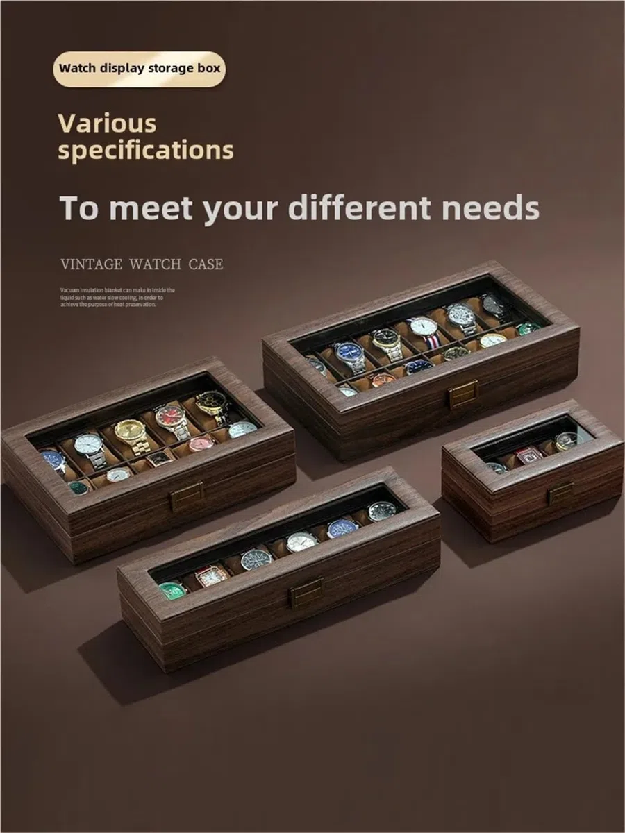 Caja para Relojes de Madera Caja de reloj cuero grano madera | Organizador de joyas for múltiples relojes de almacenamiento de alta capacidad for el hogar(MUWENPI-12WEI)