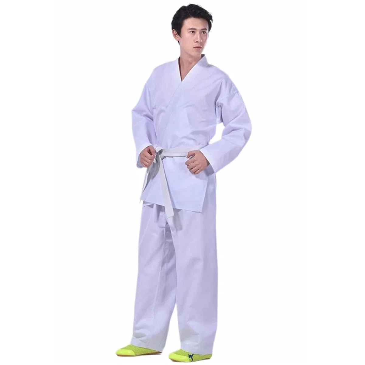 Traje de Uniforme Karate Gi, Cintura elástica for niños, Entrenamiento Deportivo, Gimnasio, cinturón Blanco para Formación, Rendimiento(200cm)