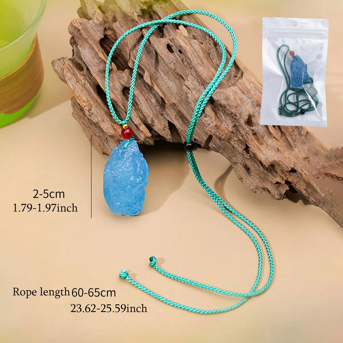 Collar de Piedra cruda Aguamarina, Colgante de Cristal de Piedras Preciosas Naturales Bruto para Mujeres y Hombres, Collar Cristales curativos Ajustables con Cuerda Tejida a Mano,A,10G