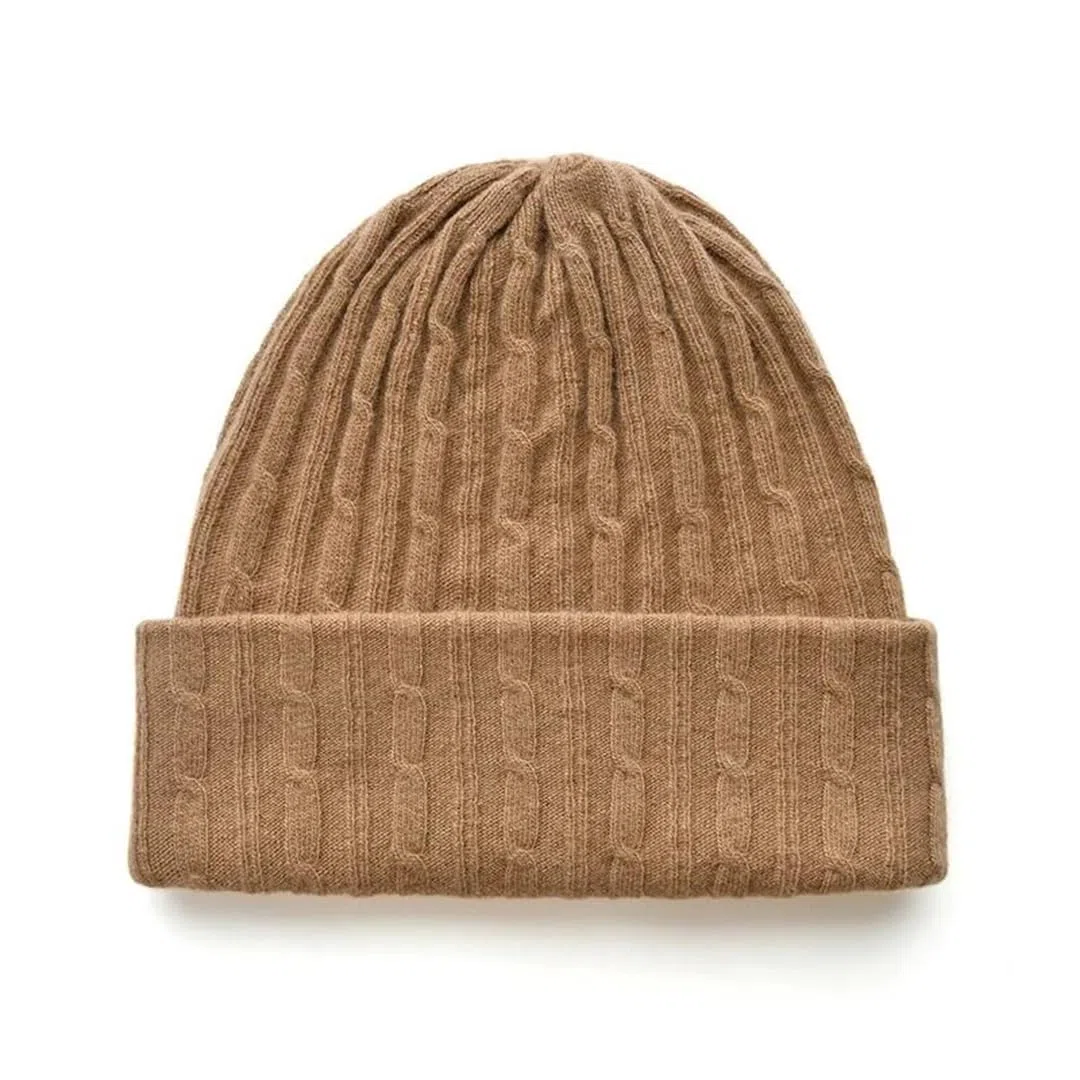 Gorro De Lana Pura De Doble Capa Trenzado Fino Para Mujer, Gorro De Lana De Punto Cálido, Gorro Para Niña Y Niño Para Otoño E Invierno