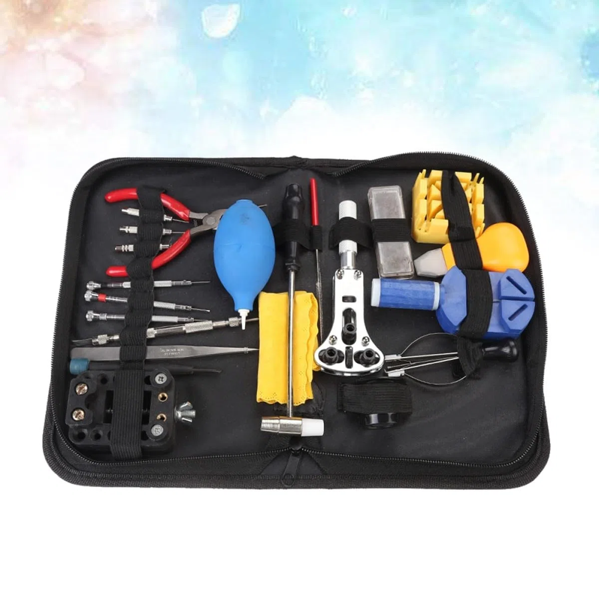 Kit de Reparación de Relojes 22 Piezas Metal Negro Profesional
