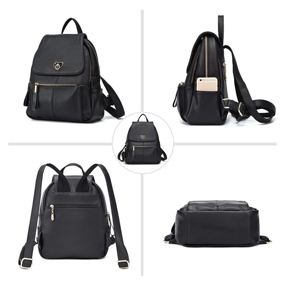 BUKESIYI Mujer Bolsos Mochila Niña Vestir Antirobo Pequeña Casual Bandolera Portatil PU Cuero Piel ES78300