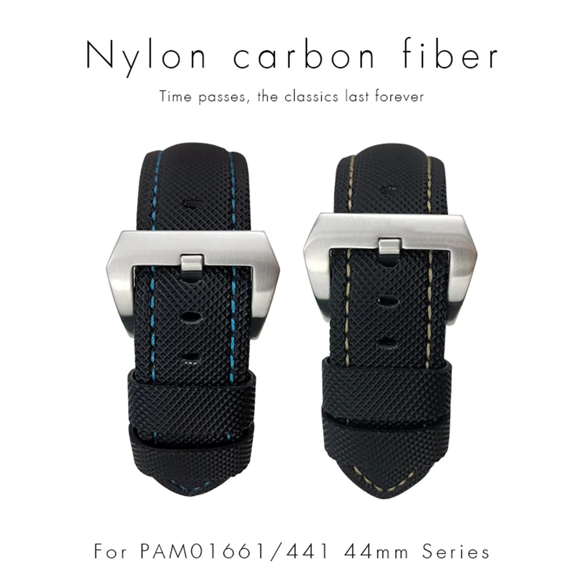 NFFRK Correa de reloj de fibra de carbono de 24mm, pulseras de reloj negras para Panerai pam01661/00441, correas de reloj para hombre, accesorios