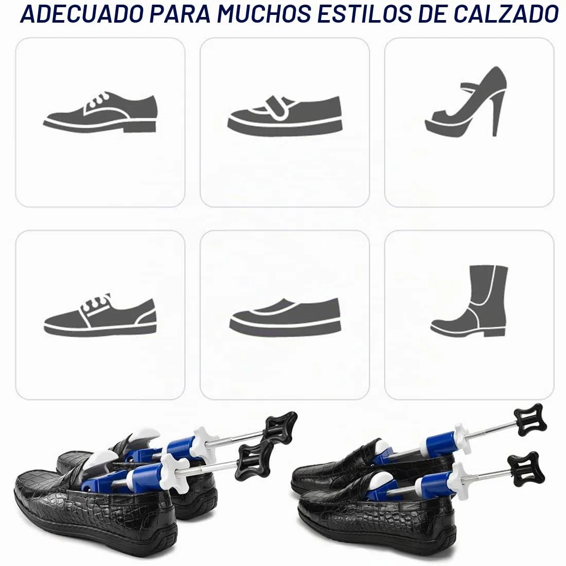 2 hormas elásticas para zapatos con calzador, para hombre y mujer, para estirar zapatos