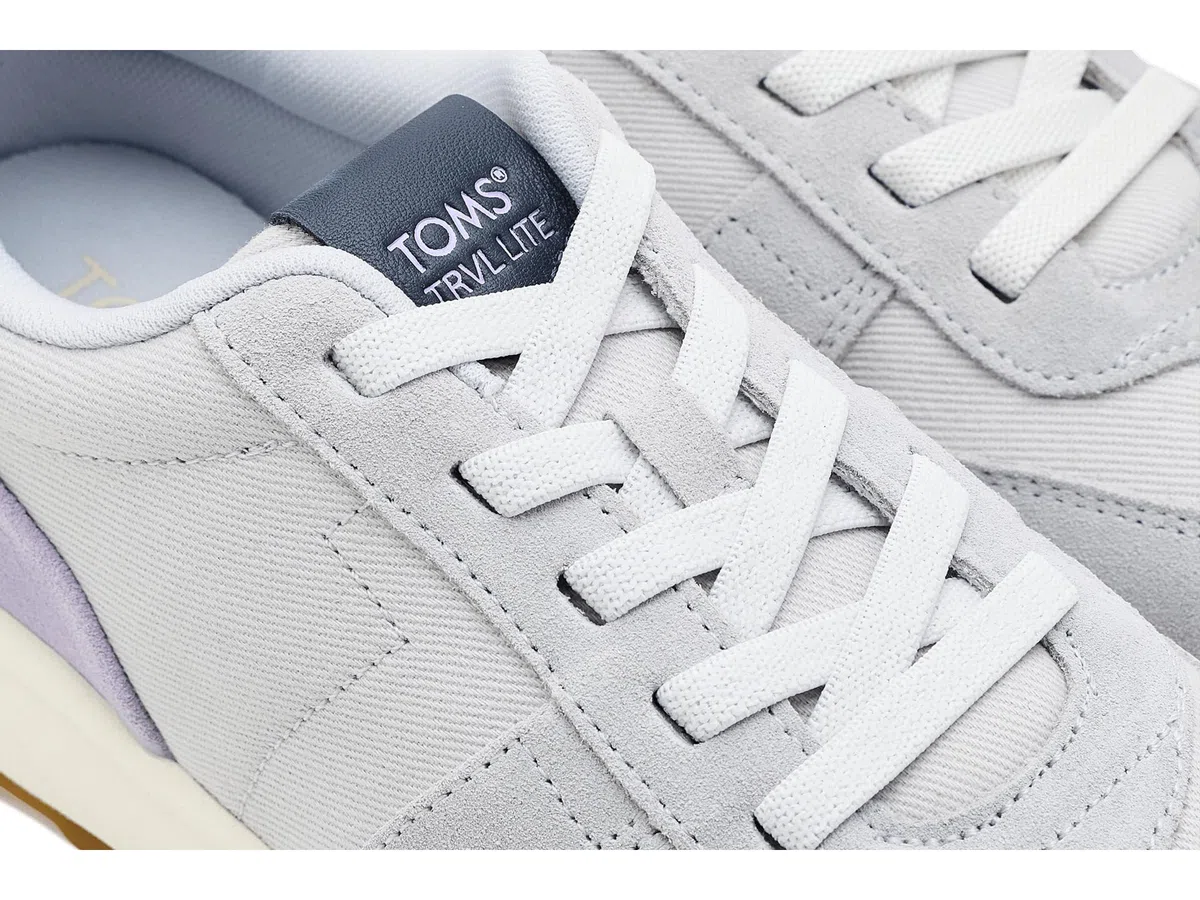 TOMS Women's Trvl Lite Retro Sneaker, Water Repellent Lunar Grey Vintage Twill/Suede, 39 EU