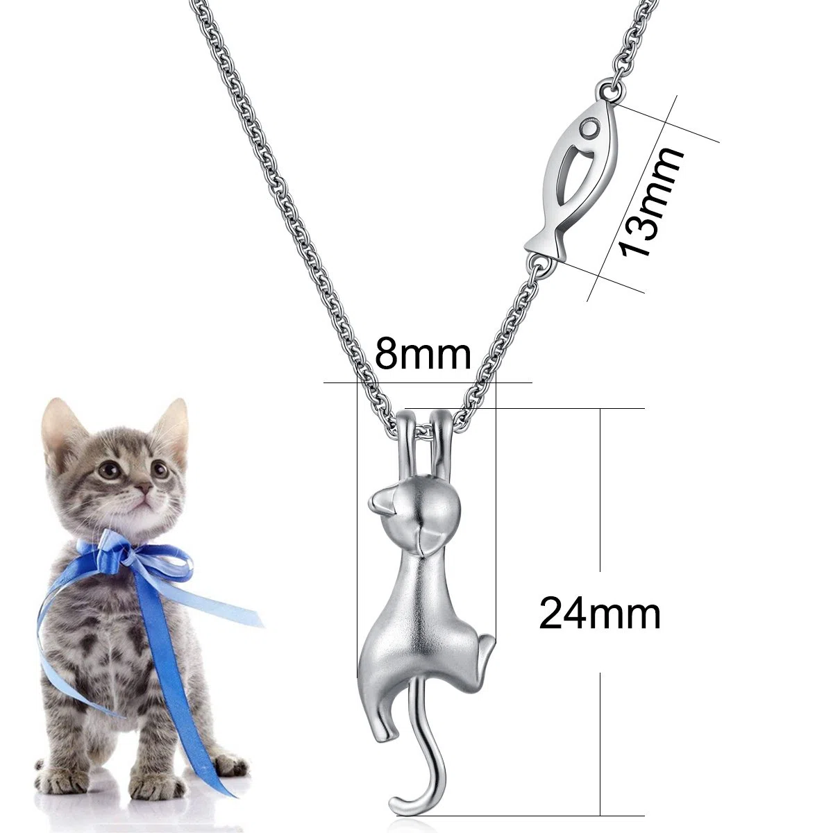 jiamiaoi Collar Gato Mujer Plata De Ley S925 Chapado En Oro Blanco 18k Gato Collar Colgante Con Diamante Gatos JoyeríA Para Mujeres