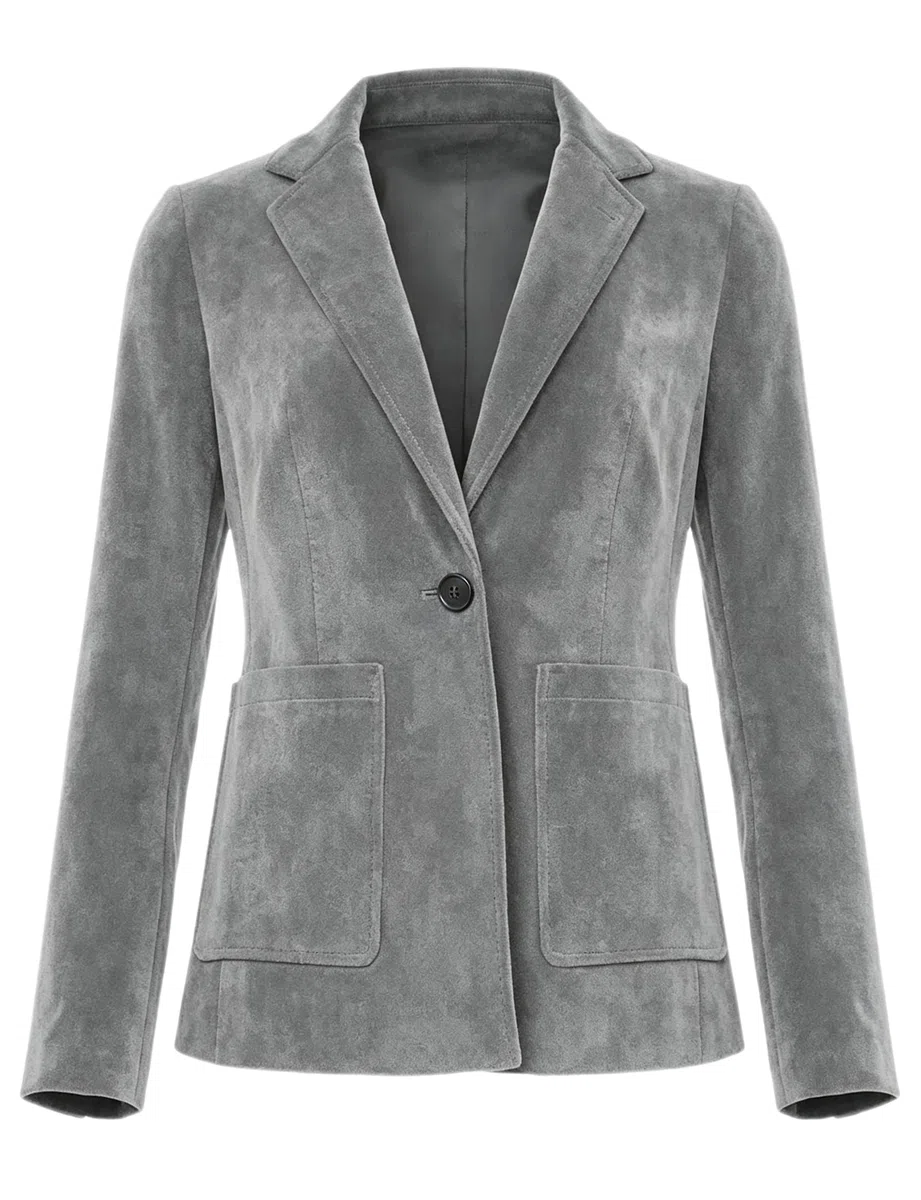 Mujeres Terciopelo Blazer Un Botón Solapa con Muesca Traje Chaqueta para