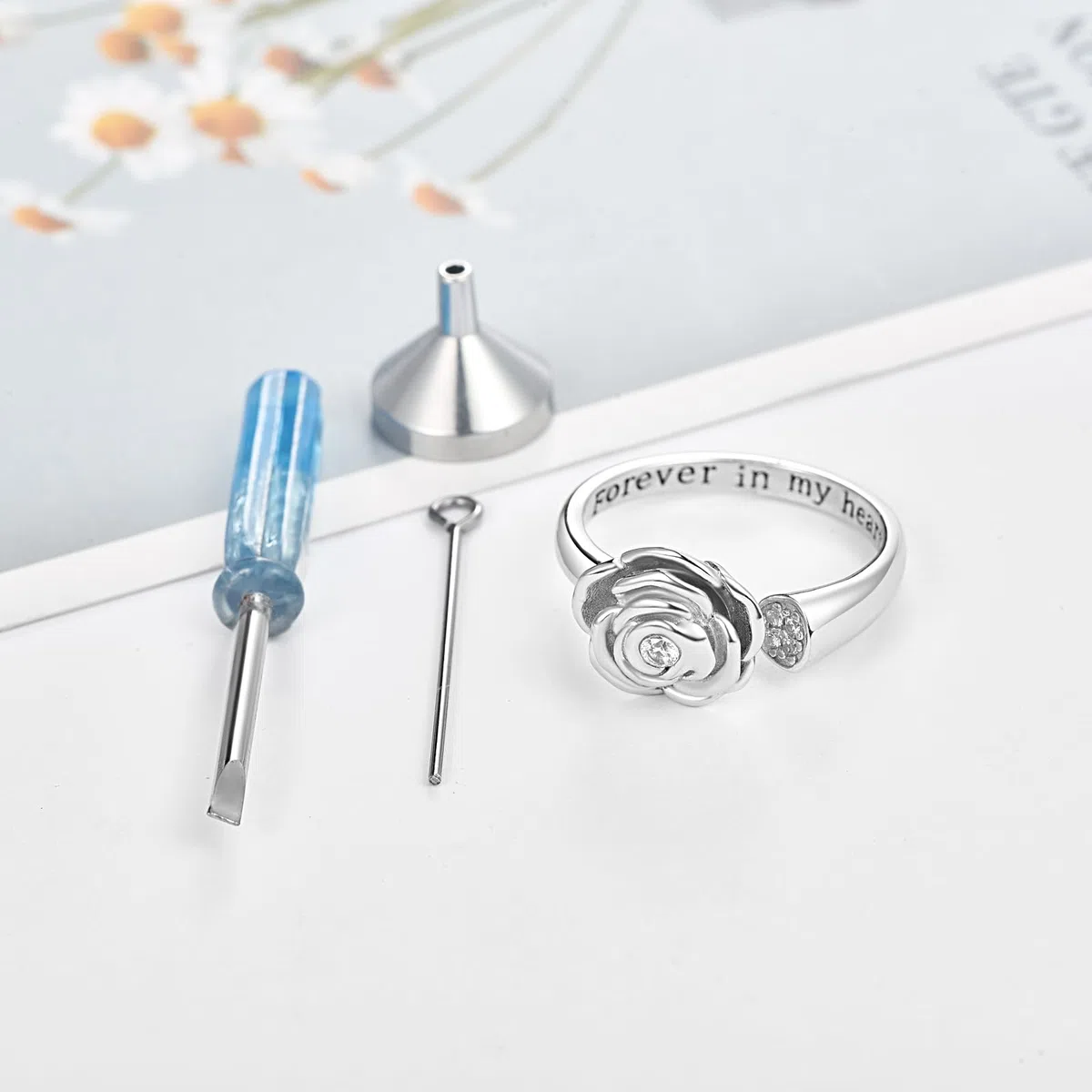 KINGWHYTE Anillo de plata de ley 925 con diseño de infinito para mujer, urna de cremación, cenizas, anillo de recuerdo, joyería para mujeres, madres, hombres y mascotas, Plata de ley