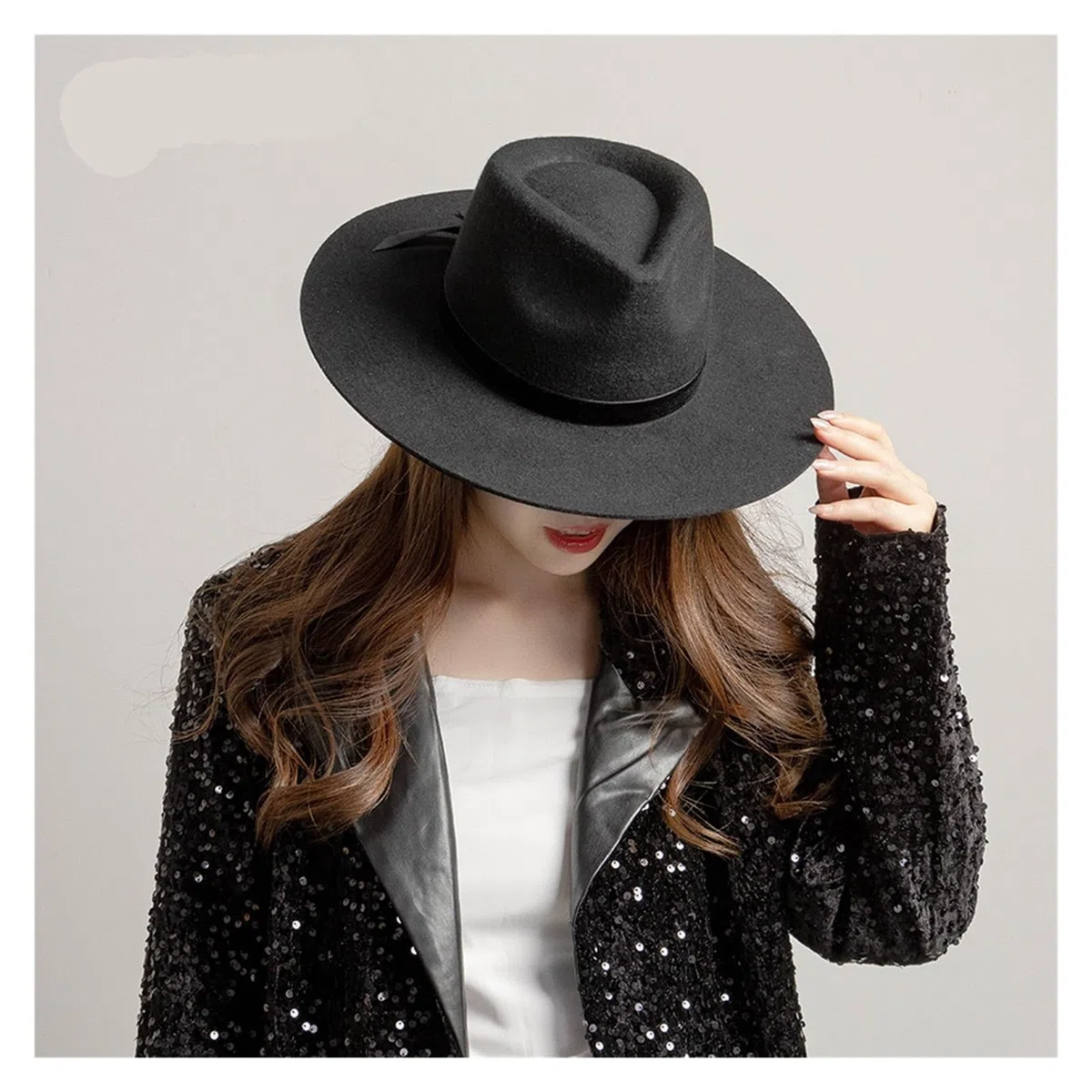 Sombrero Fedora Hombre Sombrero Fedora de Lana Elegante for otoño e Invierno, Sombrero de Fieltro de Jazz con Corona y Lazo de Cinta de Terciopelo