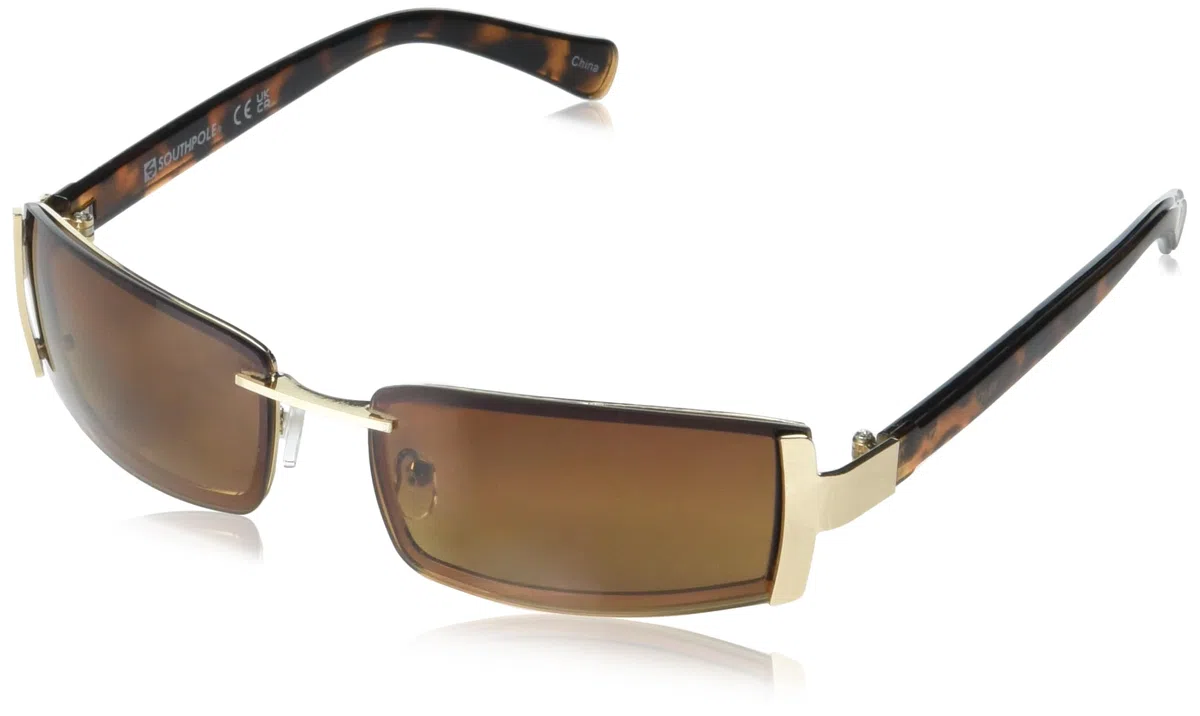 Southpole Gafas de sol rectangulares de metal retro delgadas para hombre