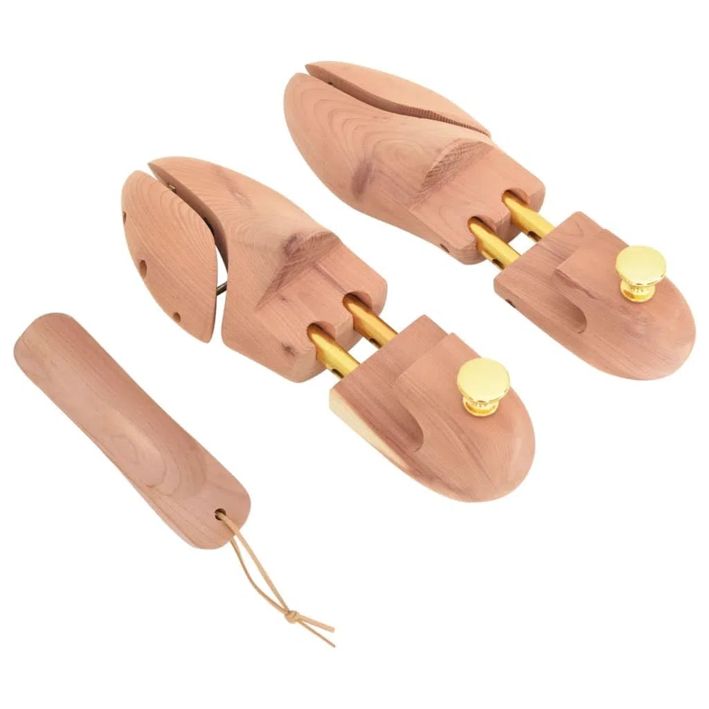 Horma de zapatos con calzador de madera maciza de cedro EU 38-39, ajustable para hombre y mujer, para evitar arrugas y soporte de forma, cuidado de zapatos y zapatillas de piel