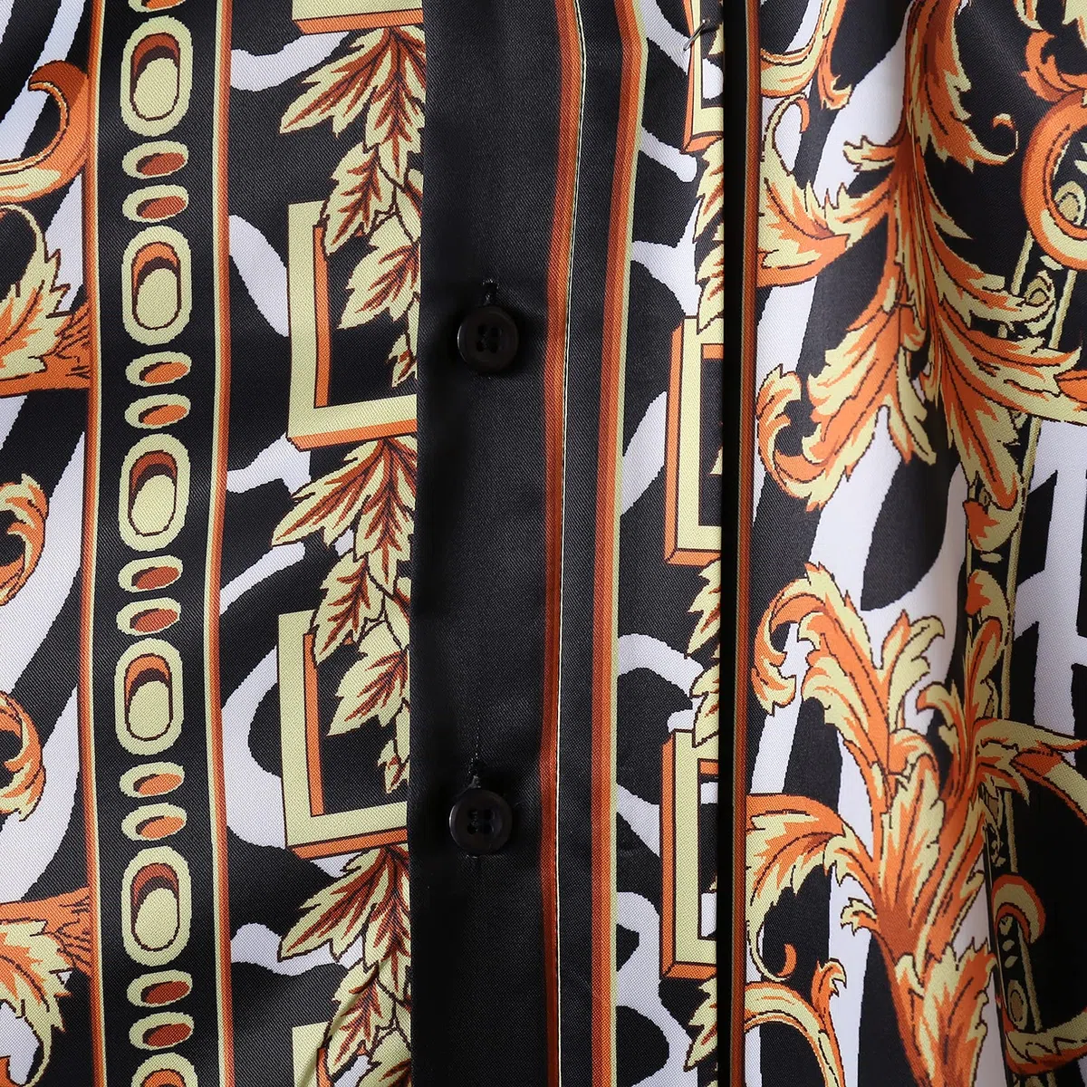 Camisa de vestir con botones de satén para hombre, ajustada, de manga larga y con estampado floral de lujo, de seda, para fiesta, graduación o discoteca