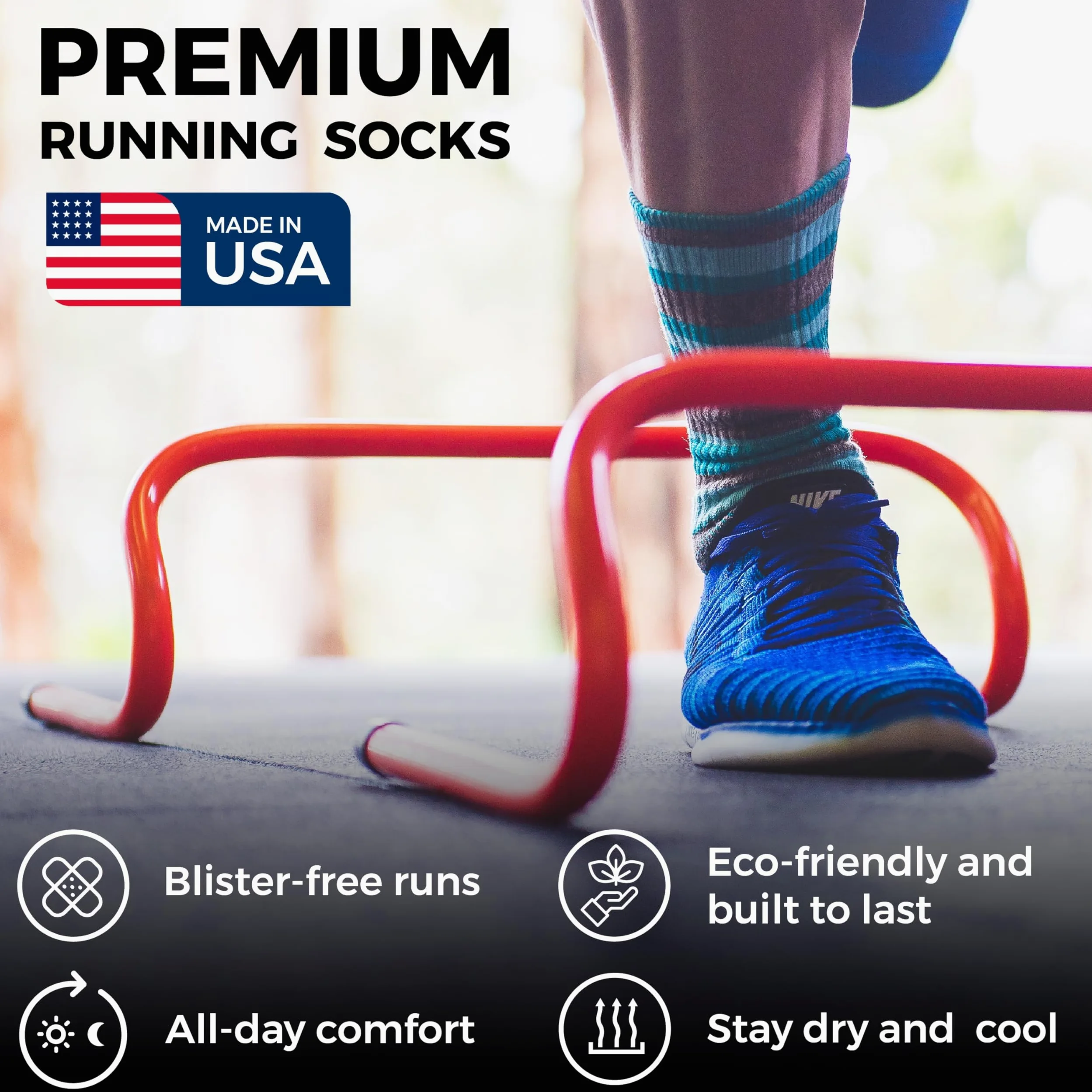Wrightsock CoolMesh II Crew - Calcetines de correr para hombre y mujer, ecológicos, antiampollas, fabricados en Estados Unidos