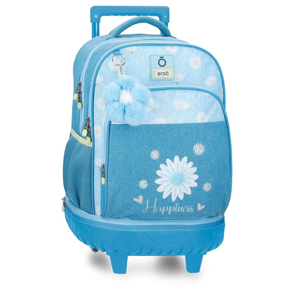 Enso Happiness mochila infantil, mochila escolar, fabricada en Poliéster, ruedas dobles de giro multidireccional, Múltiples formas de usarlo, azul