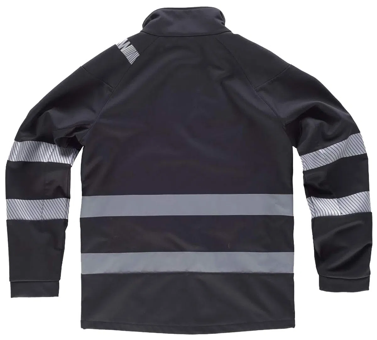 WorkTeam Chaqueta Workshell con Cintas Reflectantes Discontinuas, Cosidas y Pegadas. Chaqueta Cortavientos, Repelente al Agua, Membrana Interior Transpirable y Alta Capacidad Térmica. Unisex Negro S