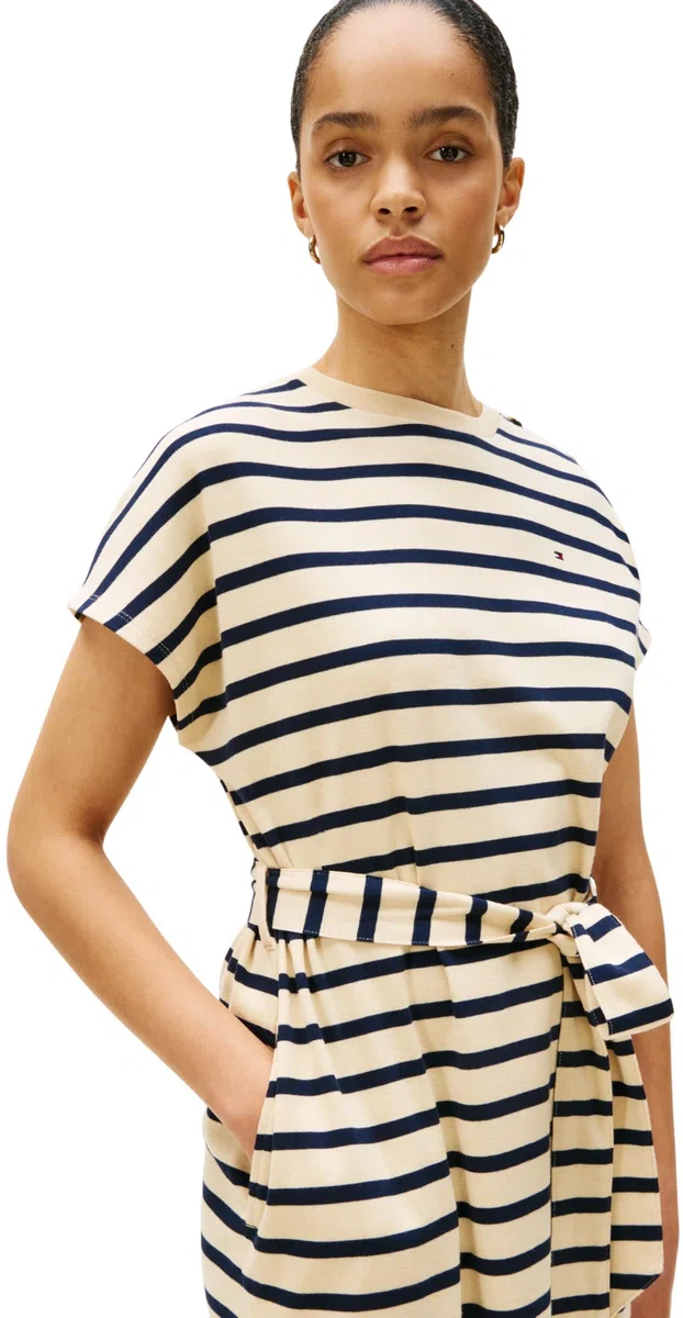 Tommy Hilfiger Gold Button Jersey F&f Dress Ww0ww49239 Vestido Acampanado Mujer (Pack de 1)