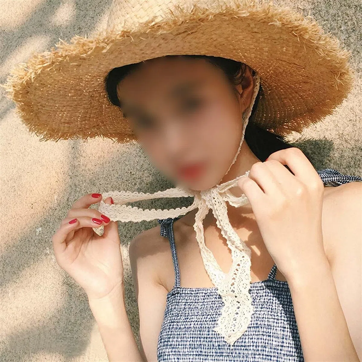 Niña Sombrero de Sol Sombrero de paja de correa de encaje de mujer con cinta de arco tapa de verano visera vacaciones al aire libre vacaciones plana top playa protección sol Verano Sombrero