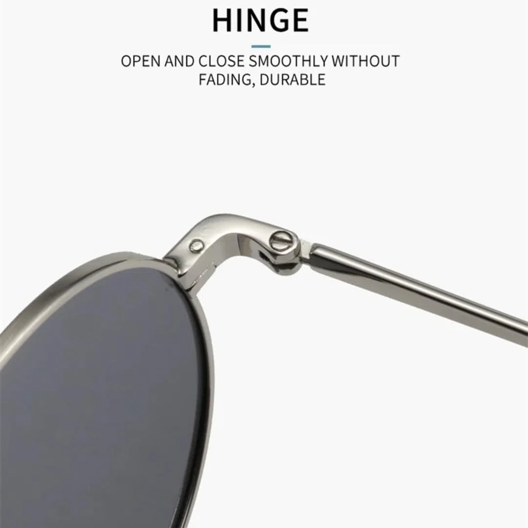 Gafas de sol redondas polarizadas para hombre con montura metálica y protección UV400.