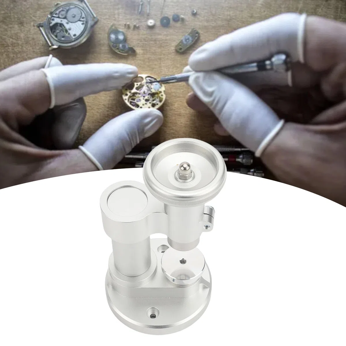 Asixxsix Herramienta de Prensa de Reloj, Estuche de Metal Estabilizado Profesional Más Cerca de los Centros Circulares de 18 a 50 Mm para la Reparación del Reloj y el Reemplazo