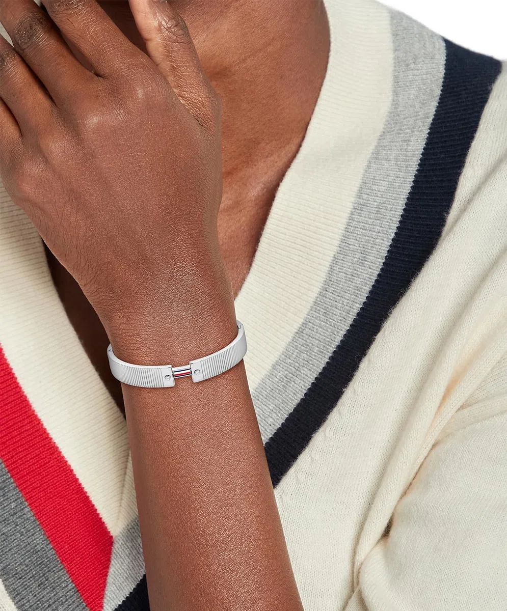 Tommy Hilfiger Jewelry Brazalete Rígido para Mujer en Acero Inoxidable con Cristales - Disponible en versión Oro o Plata