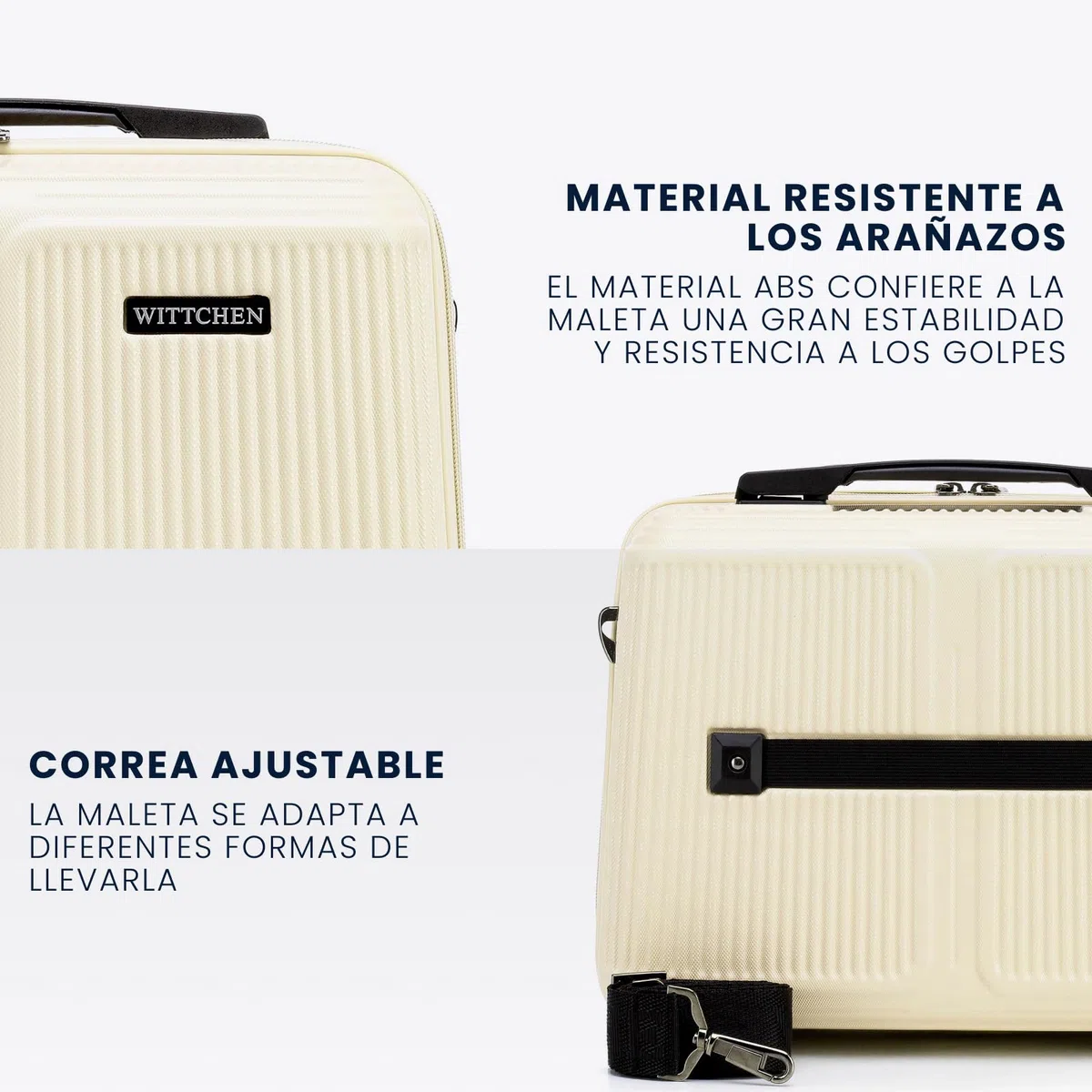 WITTCHEN Stripes Line Neceser Estuche para cosméticos Neceser de Viaje Equipaje rígido ABS Asa cómoda Correa para Hombro Crema