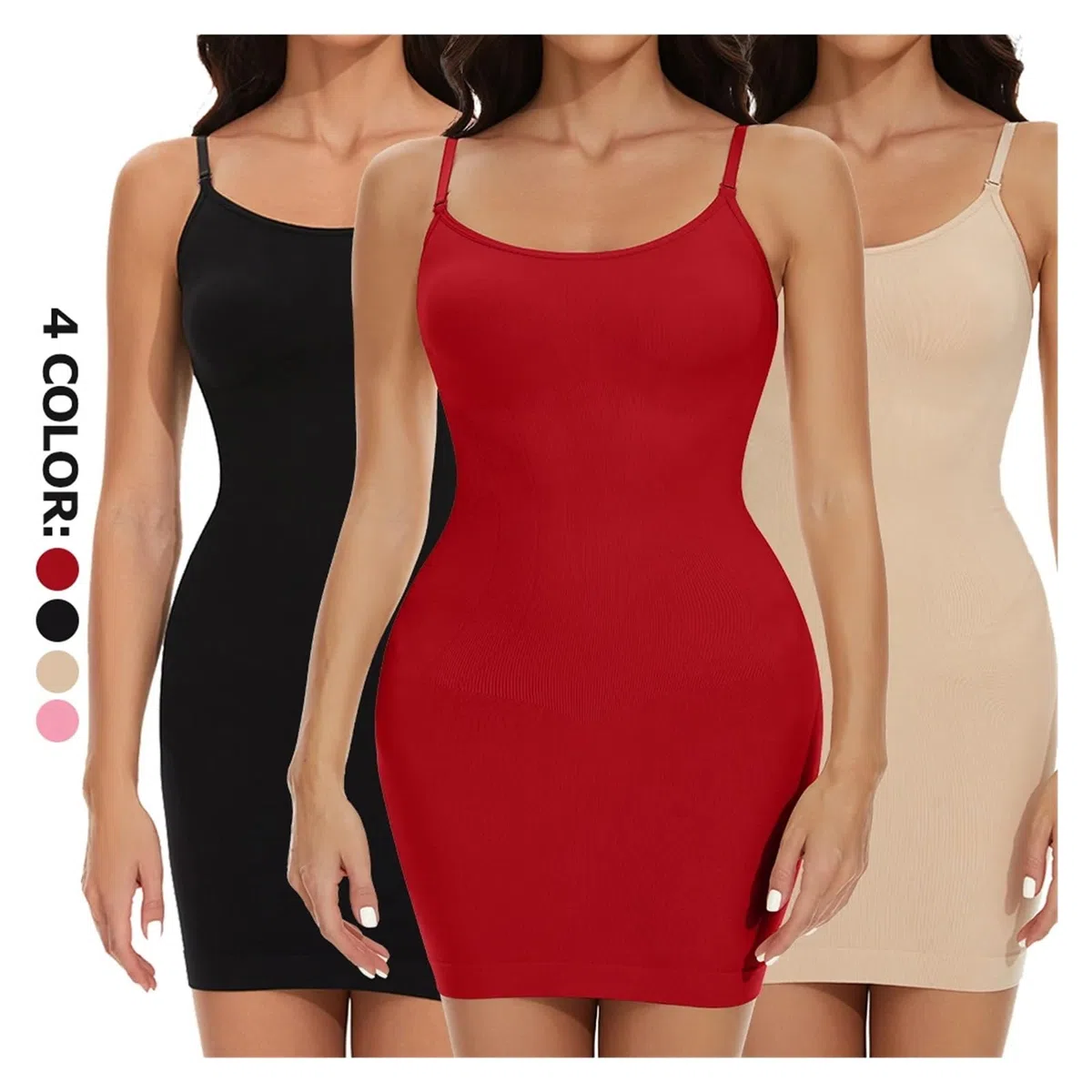 Vestido Moldeador Vestidos moldeadores for Mujer, Moldeador de Abdomen, Moldeador de Cuerpo, Adelgazante, Levantador de glúteos, Camisola, Ropa Interior Femenina(Pink,XXL)