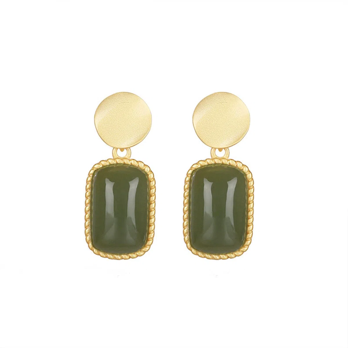 LOKILOKI Pendientes De Botón De Jade Cian Natural De Plata De Ley 925 para Mujer, Joyería Vintage Hecha A Mano De Estilo Chino para Mujer