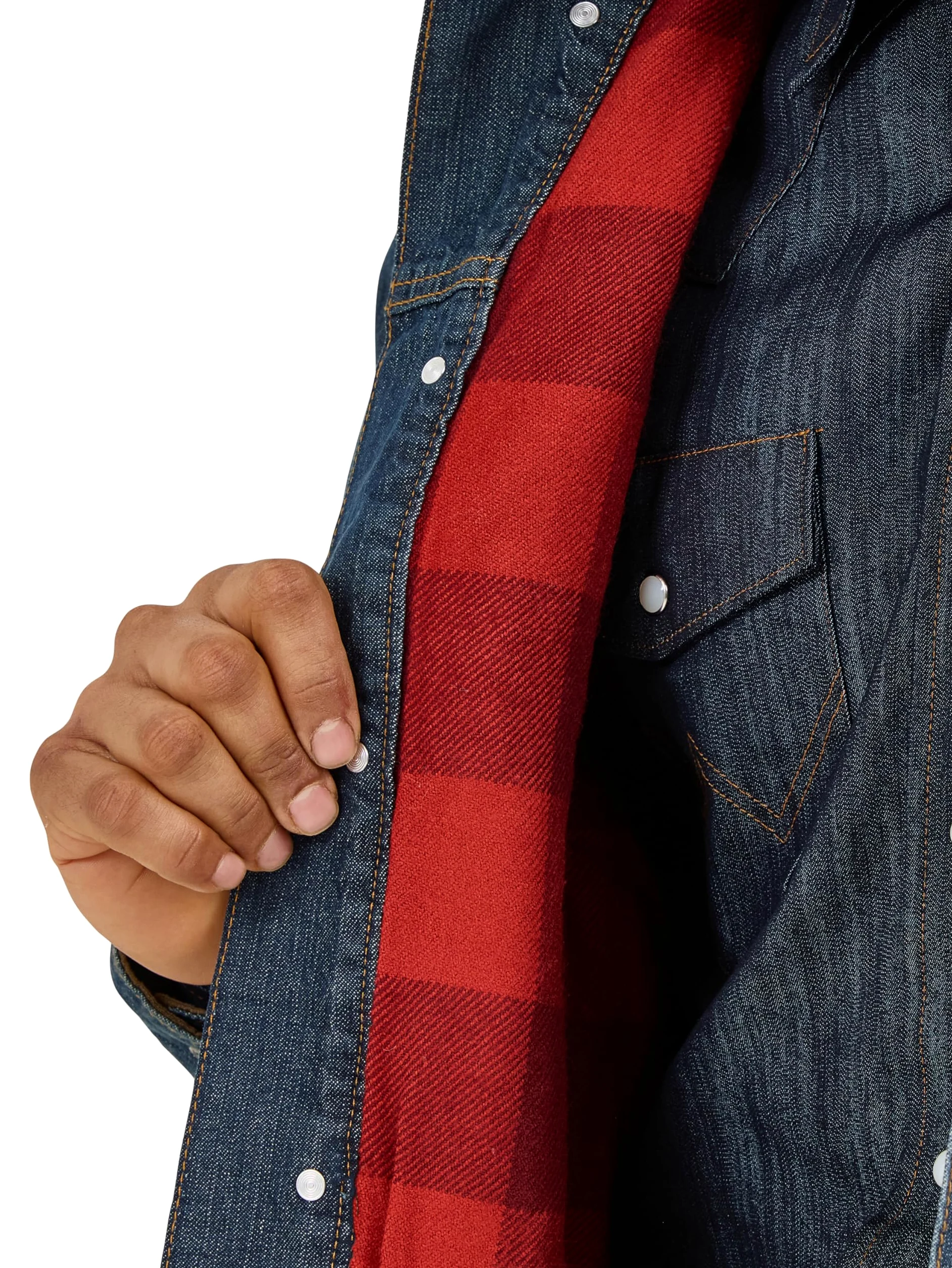 Wrangler Chaqueta vaquera con forro occidental para hombre, Denim/Blanket, X-Large