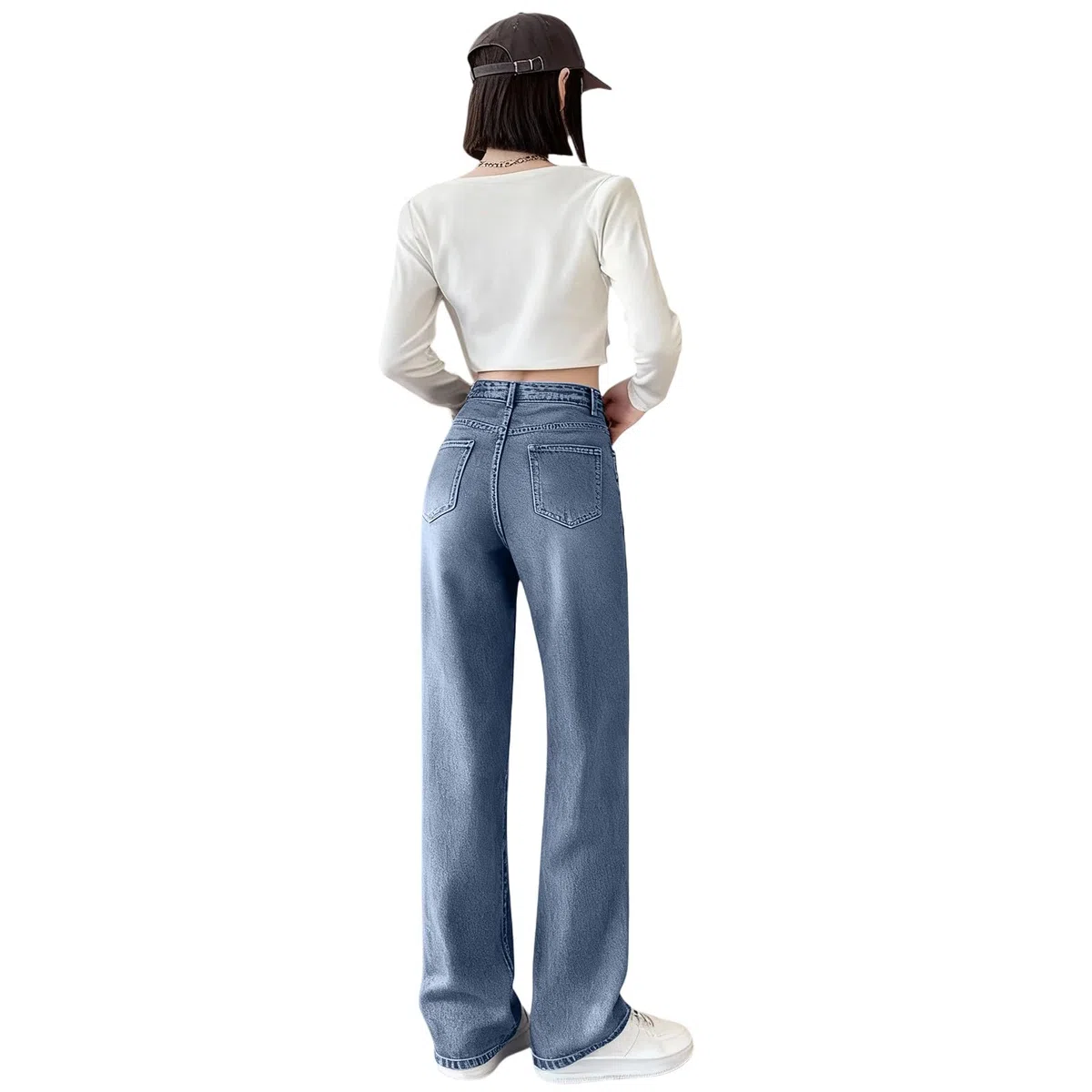 Pantalones vaqueros térmicos para mujer, forro polar, cintura alta, pantalones largos rectos, pantalones cálidos y cálidos, tallas grandes, para otoño e invierno, pantalones de chándal anchos y