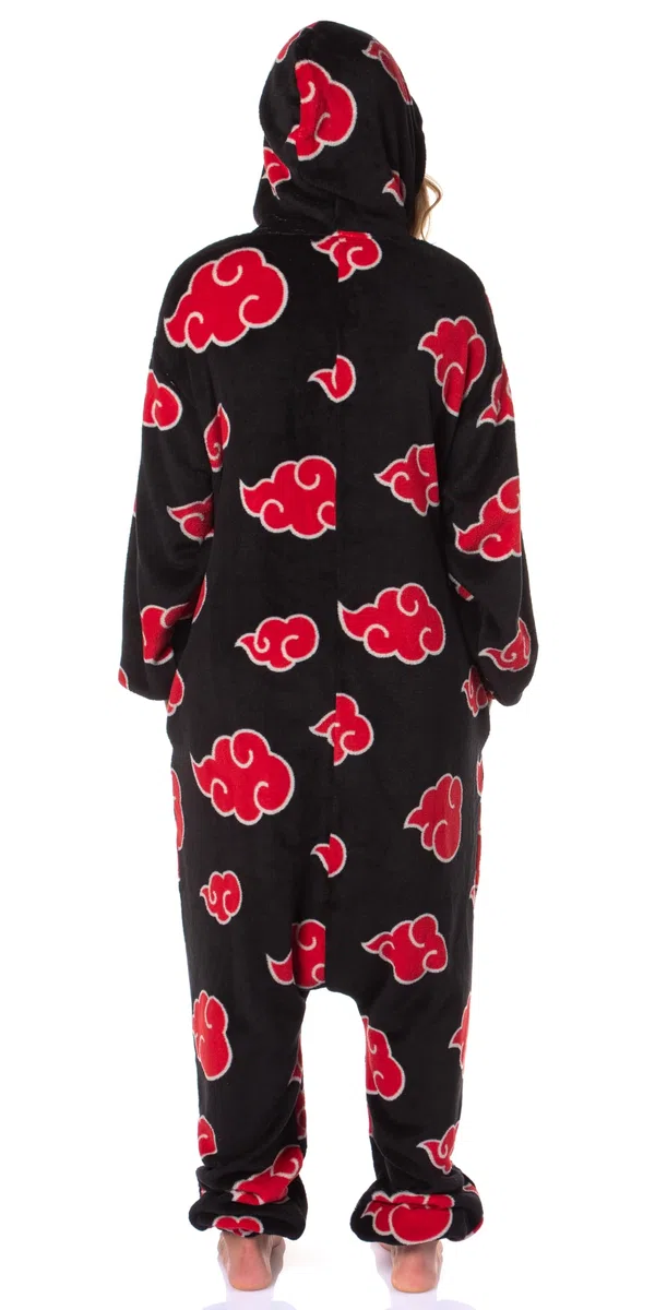 Bioworld Naruto Kigurumi Shippuden Akatsuki Nubes Rojas Anime Adulto Disfraz de pijama de una pieza para hombres y mujeres