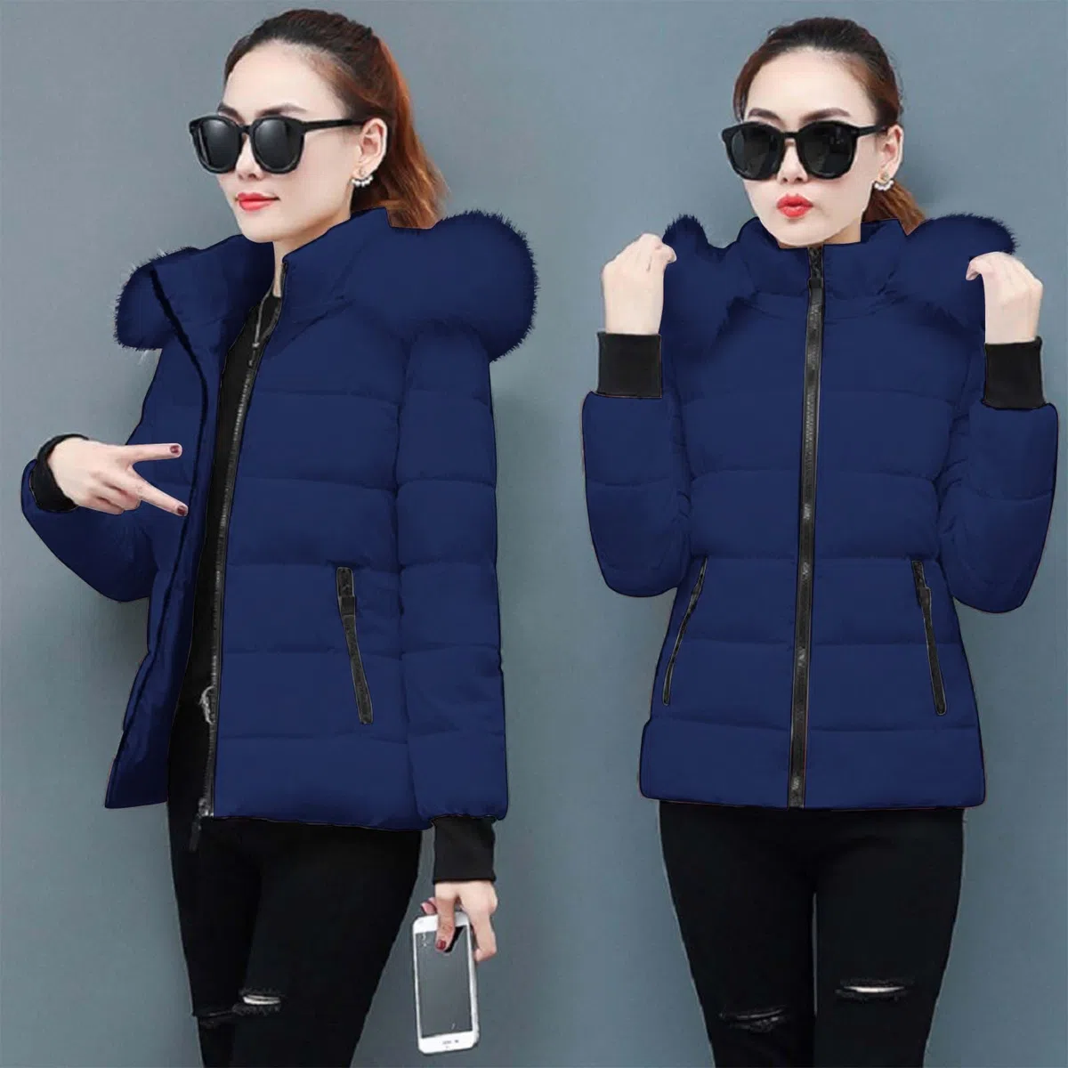 Abrigos de Invierno para Mujer Cálido Chaqueta Acolchada Mujer con Capucha Desmontable Gruesa Chaquetas de Algodón de Invierno Talla Grande Abrigo Exterior de Felpa con Bolsillos Caliente Cazadora