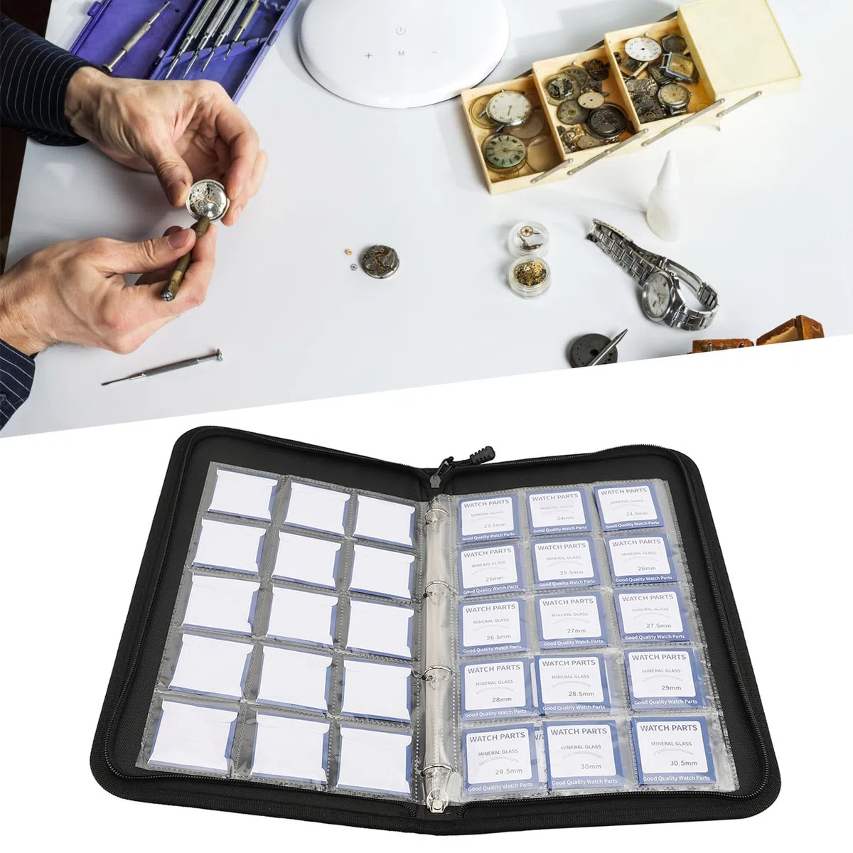 Juego de Lentes de Cristal de Reloj de Doble Cúpula de 59 Piezas para un Reemplazo Preciso, Vidrio Mineral para Relojeros, Transparencia de Cristal Transparente