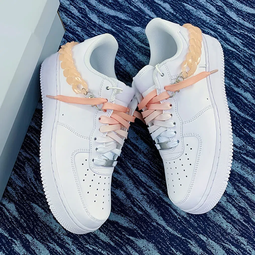 Cordones elásticos para zapatos, juego de cordones de cadena para zapatos, cordones de cadena para colgar, cordones planos, accesorios de cadena de zapatos con purpurina delicada, el juego incluye 2