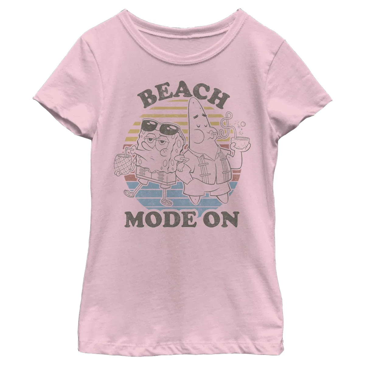 Fifth Sun Spongebob Squarepants Beach Mode Girls Short Sleeve tee Shirt Camiseta para Niñas