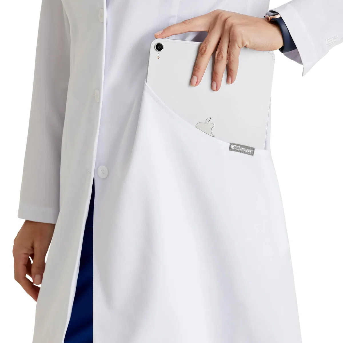 BARCO Grey's Anatomy Scrubs Signature - Penelope - Abrigo de laboratorio profesional para mujer, longitud completa, 4 botones, manga larga, 35-37 pulgadas