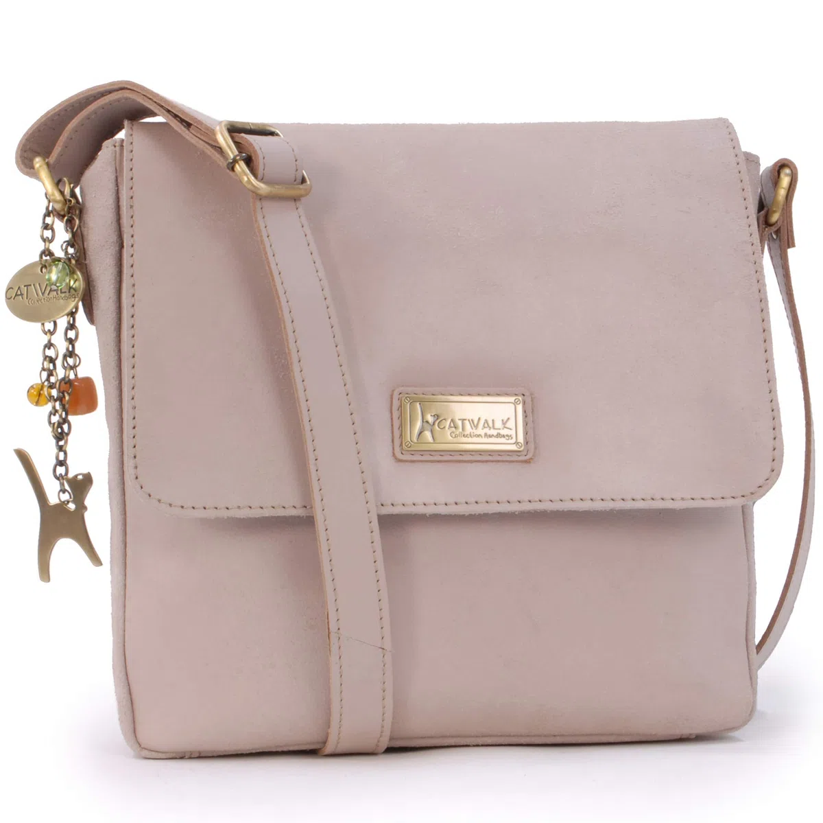 Catwalk Collection Handbags - Bolso Bandolera de Mujer - Bolso Cruzado Mediano de Piel - Messenger Bag de Cuero Envejecido - Sabine M