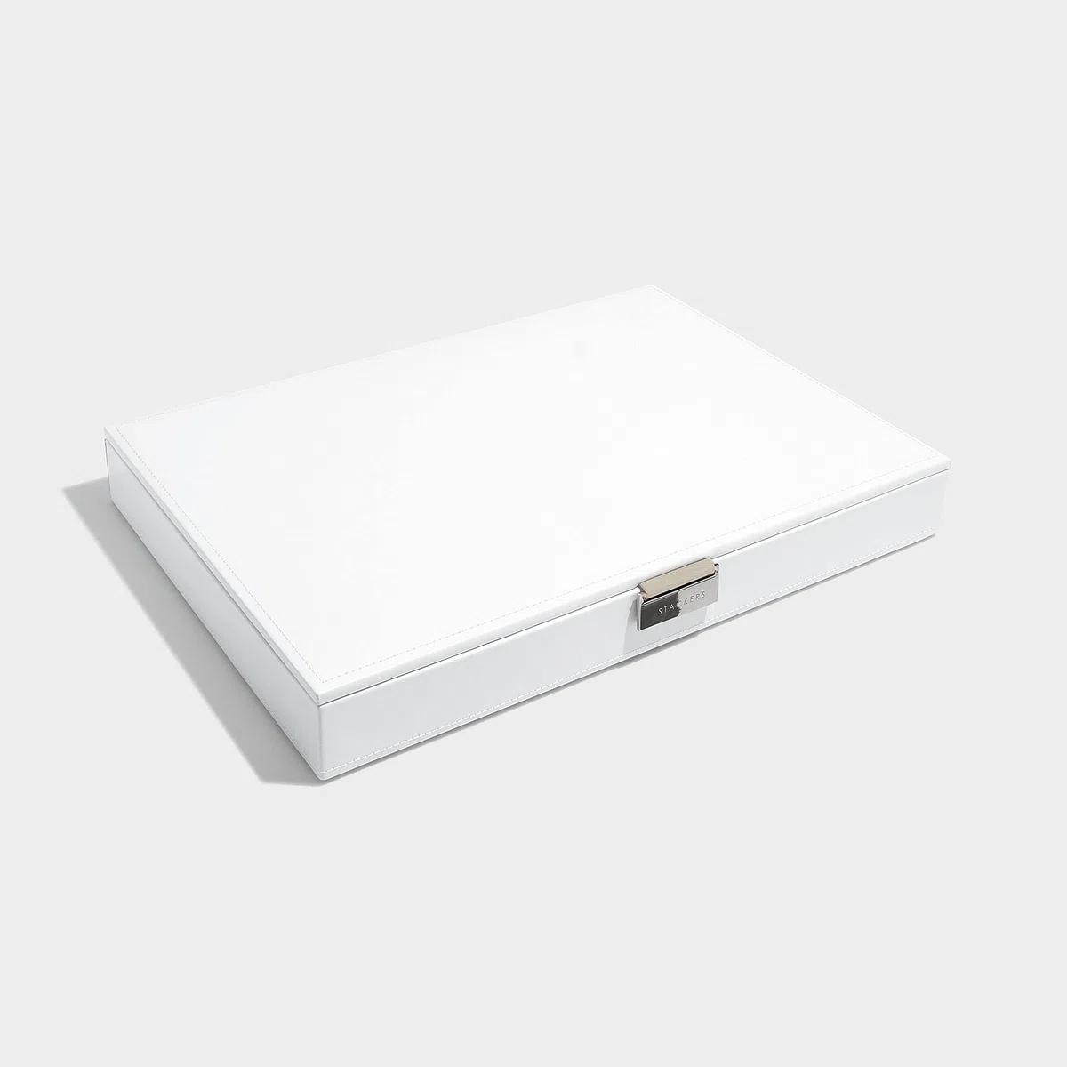 STACKERS super-size | caja de la joyería organizador con tapa, blanco con forro de terciopelo gris