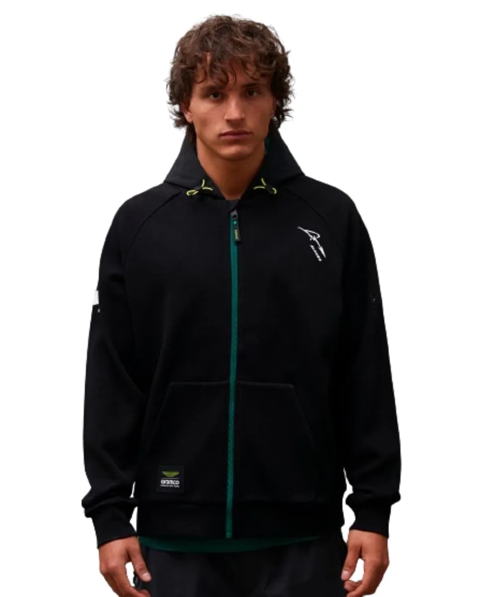 Kimoa - Sudadera ASTON MARTIN F1 2024 Fernando Alonso - Sudadera Hombre con Capucha, Sudadera Cremallera Hombre - Tejido Reciclado