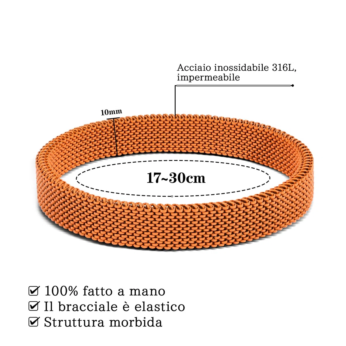 FANCIBAND Pulsera de mujer de acero inoxidable elástica hecha a mano, pulsera de amistad personalizada, 10 mm, regalo para esposa, novia, mejor amiga