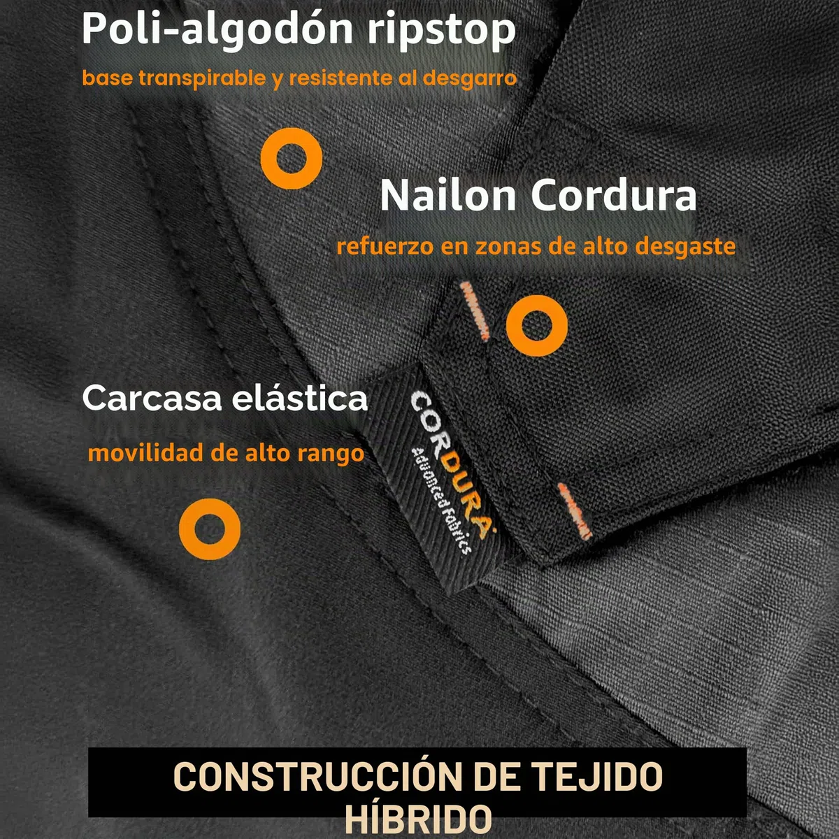 ACE Constructor Pantalones híbridos Largos de Trabajo para Hombre: Pantalones Cargo para Exteriores con Cordura y Cintura elástica para Hombre - 44 a 66