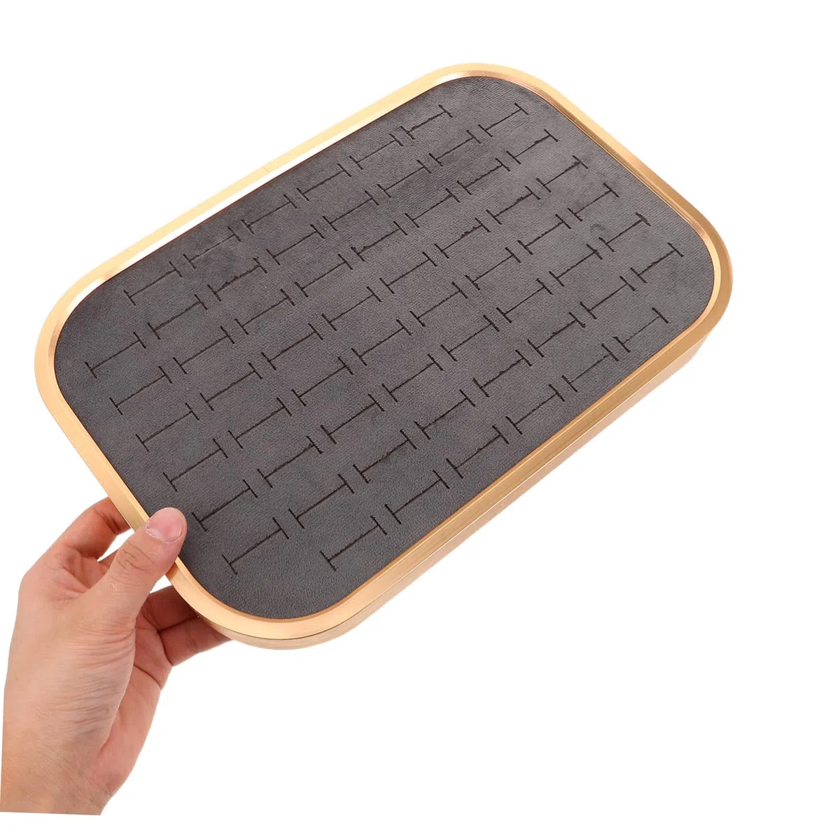 Bandeja De Terciopelo Para Anillos Organizador Apilable De Joyas Ranuras Bandeja Para Guardar Collares Aretes y Joyas Para Niñas y Mamás