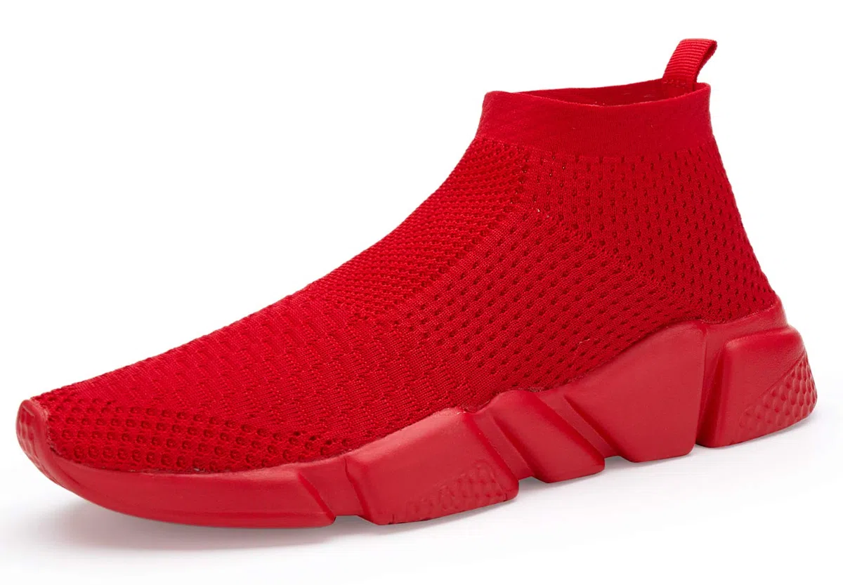 Santiro Zapatillas de correr para hombre, Zapatos transpirables, de punto, ligeras, deportivas, informales, deportivas., Rojo (Rojo), 40 EU