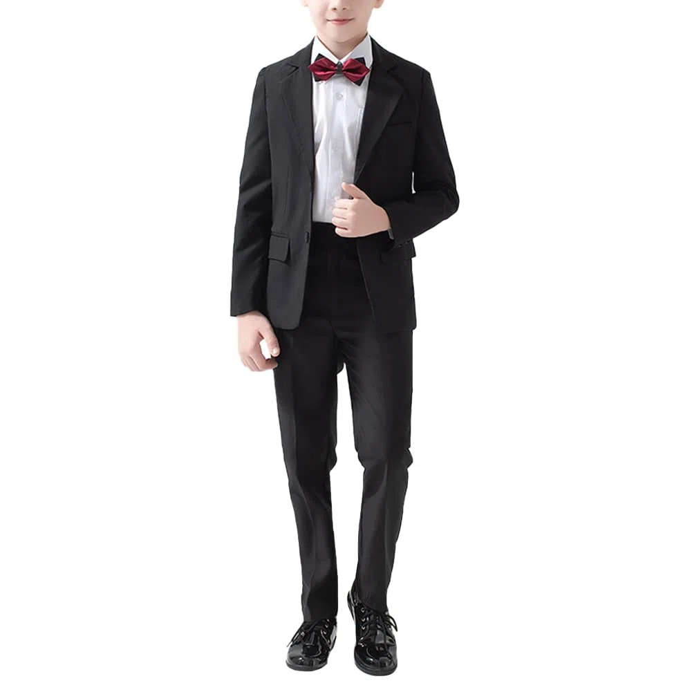 Conjunto de Caballero para Bebés Niños Traje de Bautizo para Primavera Otoño,Trajes de Boda Niño,Conjunto de Traje de 5 Piezas para Niños, Blazer + Chaleco + Camisa + Pantalón + Pajarita