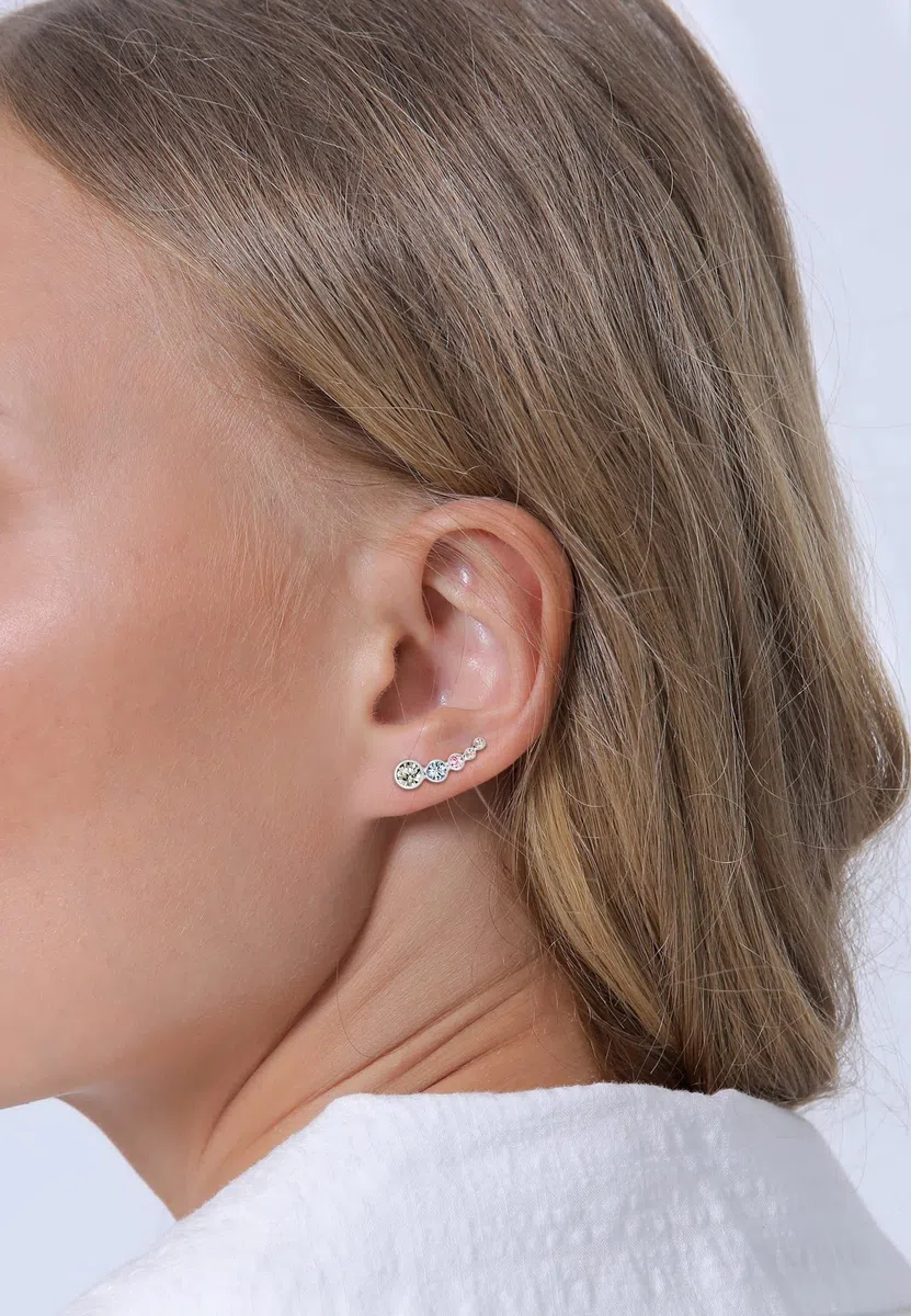 Elli Earrings Earclimber Circle Geo Crystals 925 Sterling Silver