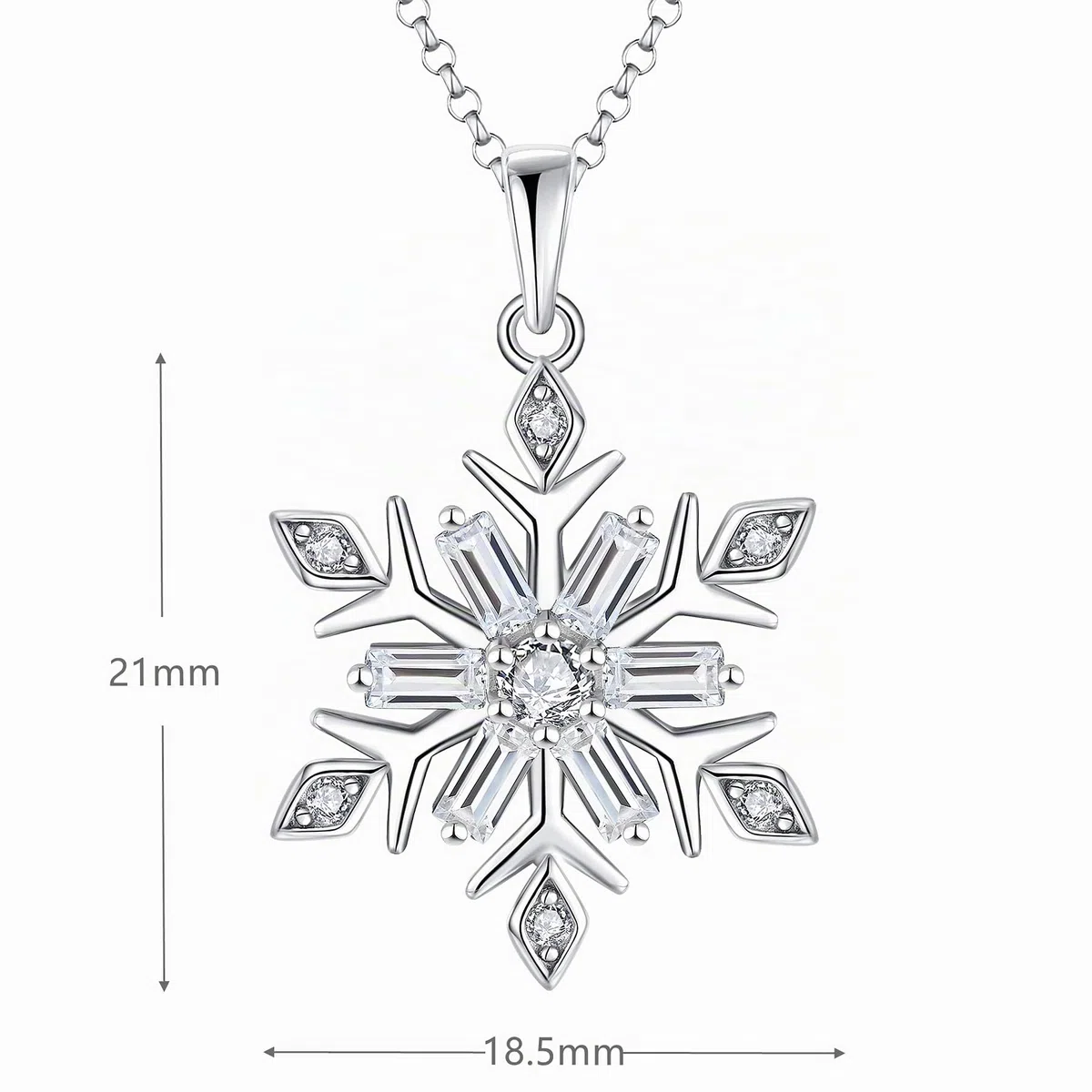 JO WISDOM Collar Colgante Copo de nieve Plata de ley 925 Cristales Swarovski Mujer Joyería