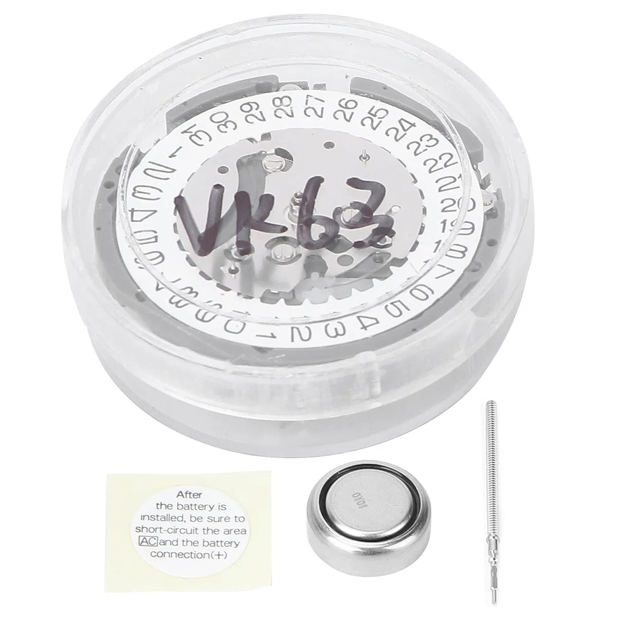 AMONIDA Pieza de Reparación de Cuarzo de Repuesto de Movimiento de Reloj VK63 con Batería para Entusiastas de la Reparación de Relojes Diseño de Aleación Duradera