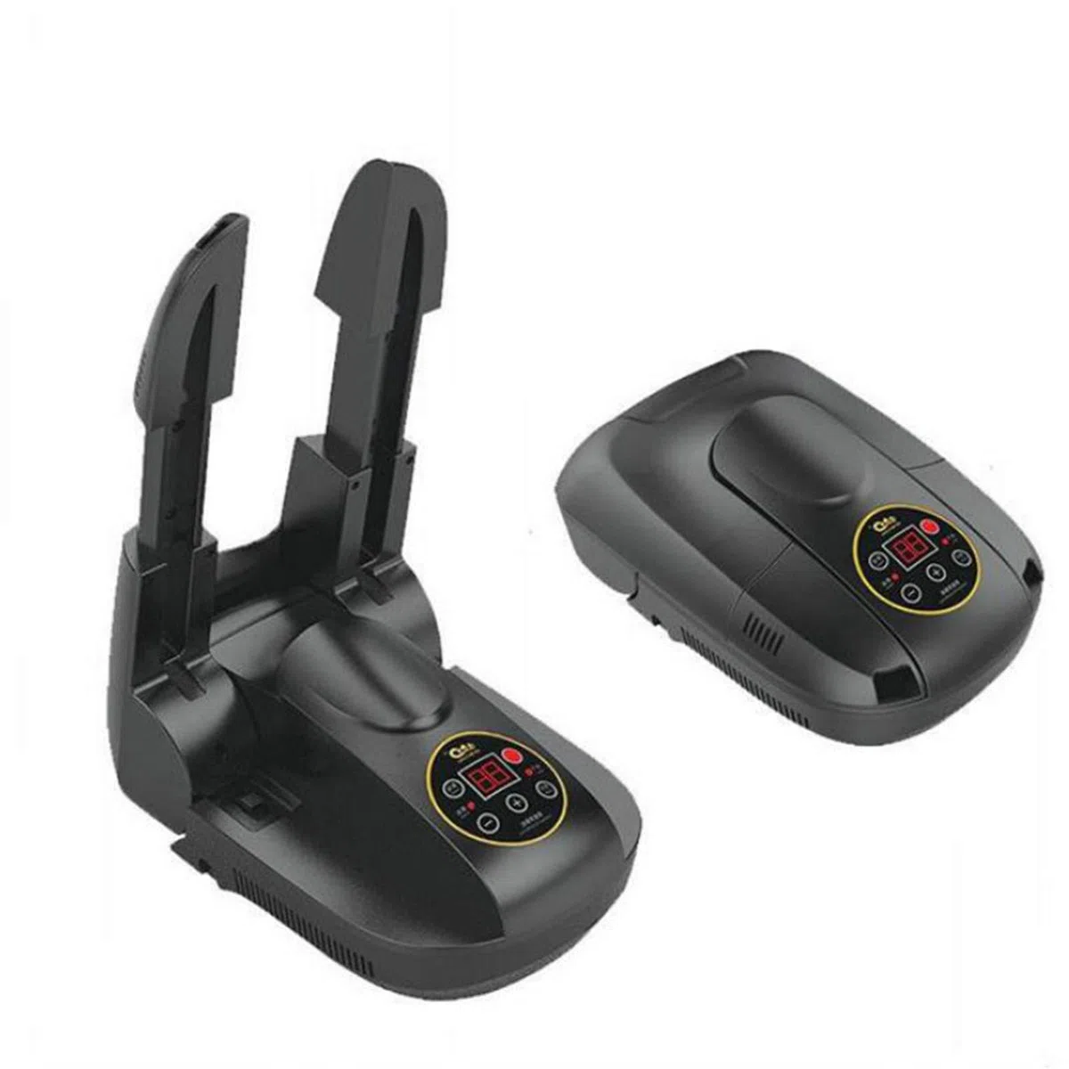 Secador de Zapatos eléctrico y desodorizador de ozono, esterilizador de Zapatos/Botas con Controles Digitales, Temporizador telescópico Plegable para desinfección (27 x 10 cm) - Negro